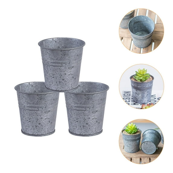 DEEPCRAFF 3Pcs Succulent Iron Flower Buckets for Cute Flower Pots 10.5X10.5X10.5In