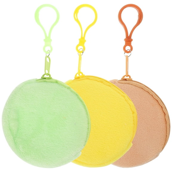 DEEPCRAFF 3Pcs Yellow Mini Keychain Pouch Compact Small Money Pouch for Coins