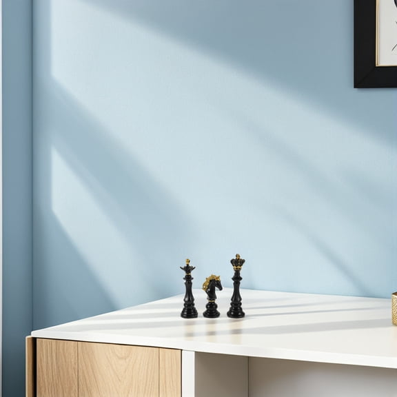 DEEPCRAFF 3Pcs Artistic Black Chess Figurine Set for Cabinet Bookshelf and Office Decor
