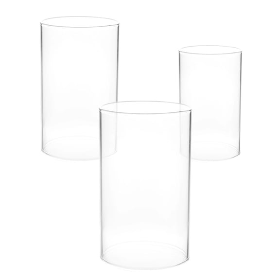 DEEPCRAFF 3pcs Glass Cylinder Candle Holder Insert Wind Shield for Candles