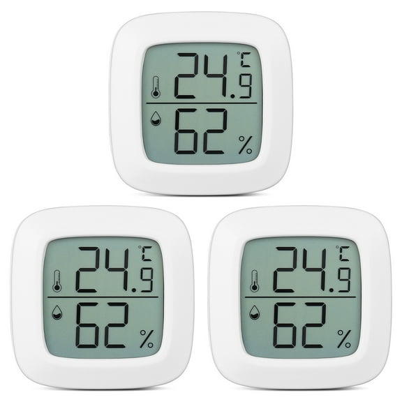 DEEPCRAFF 3pcs Room Temperature Gauge Digital Temperature Meter White ABS for Home Indoor Use