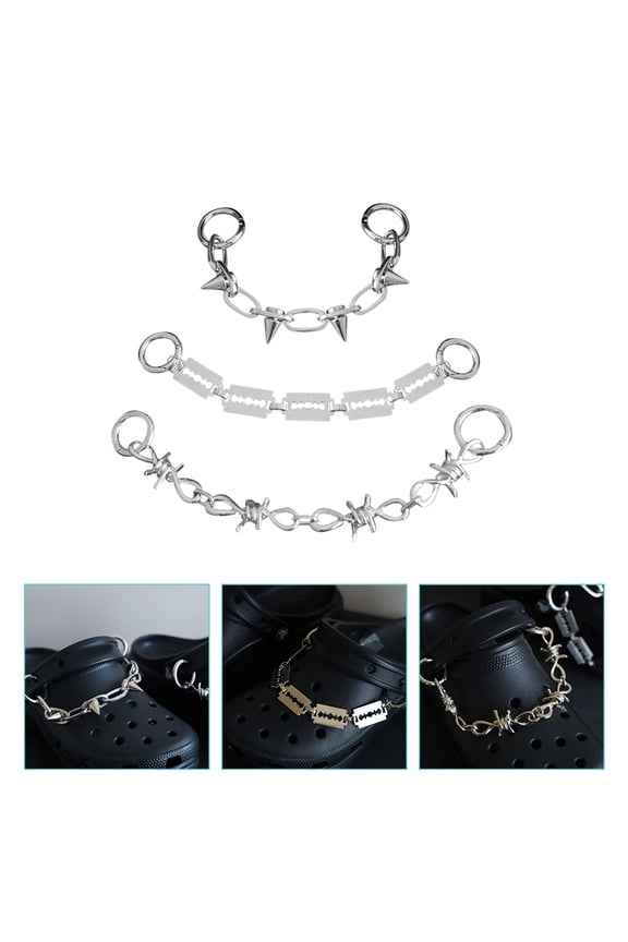 3-Piece Studded Iron Shoe Chains for Women - Stylish Decorative Footwear Accessories for Boots and Shoes