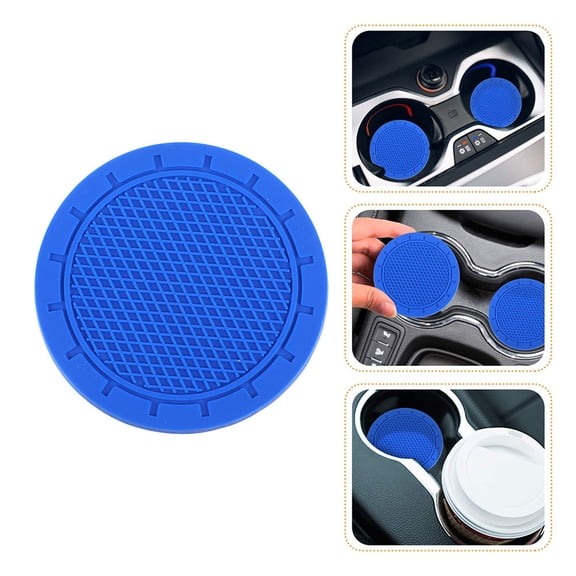 DEEPCRAFF 4 Pcs Waterproof Cup Coaster PVC Blue for Car Coasters for Automotive Cup Holders
