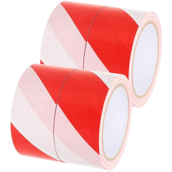 DEEPCRAFF 4 Rolls Red and White Striped Caution Tape for Construction Sites Warning 100m x 1.9in
