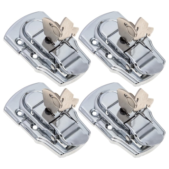 DEEPCRAFF 4Sets Plated Silver Toolbox Lock Buckle with Key Efficient Durable Metal Material