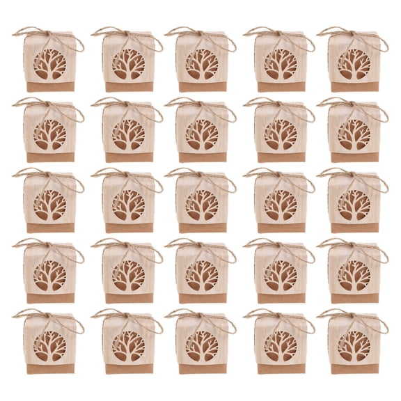 DEEPCRAFF 40Pcs Decorative Kraft Paper Candy Box for Wedding and Party Favor Charming Hollow Design