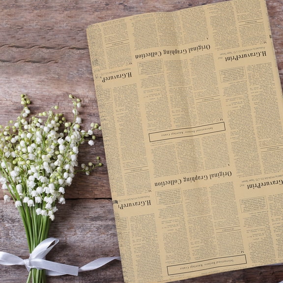 DEEPCRAFF 40Pcs Multi Color English Newspaper Style Flower Wrapping Paper Retro Bouquet Packing Sheets for Decor