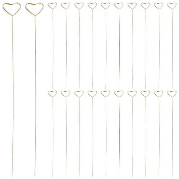 DEEPCRAFF 40Pcs Heart Shaped Floral Metal Picks Golden Color for Cards Photo Memo Holders and Table Numbers