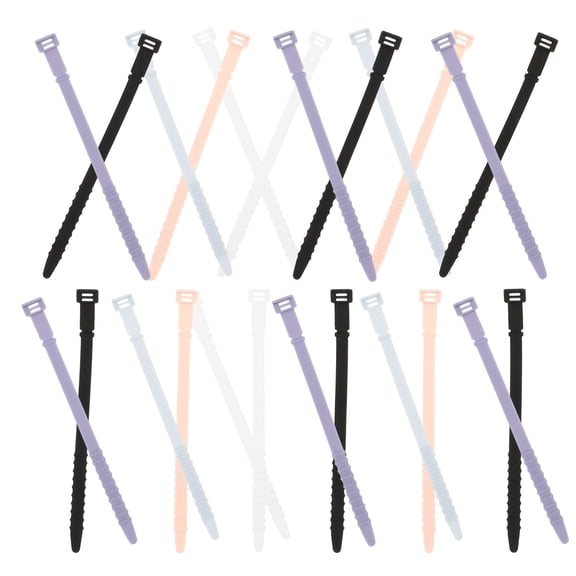 DEEPCRAFF 40Pcs Stretchy Cord Management Ties Silicone Reusable Prevent Tangles And Knots