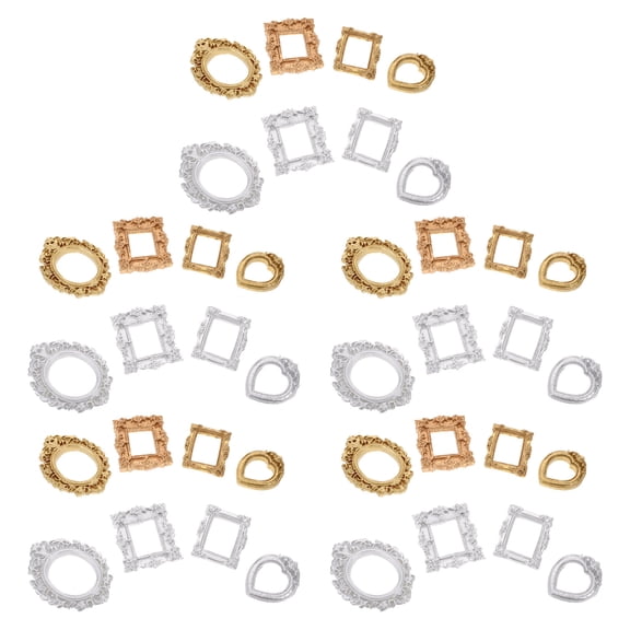 DEEPCRAFF 40Pcs Small Decorative Vintage Plated Gold Photo Frames for DIY Wall Art and Dollhouse Display