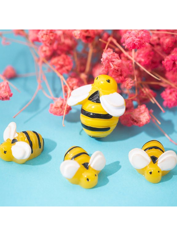 Resin Bee Ornaments for Craft Making and Micro Landscape Decor 45Pcs