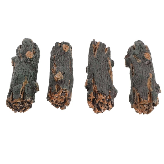 DEEPCRAFF 4Pcs Artificial Tree Stump Resin Miniatures Coffee Color for Terrarium Bonsai Decor