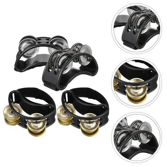 DEEPCRAFF Foot Tambourine Double Row ABS Stainless Steel Nylon Party Use Crisp Sound