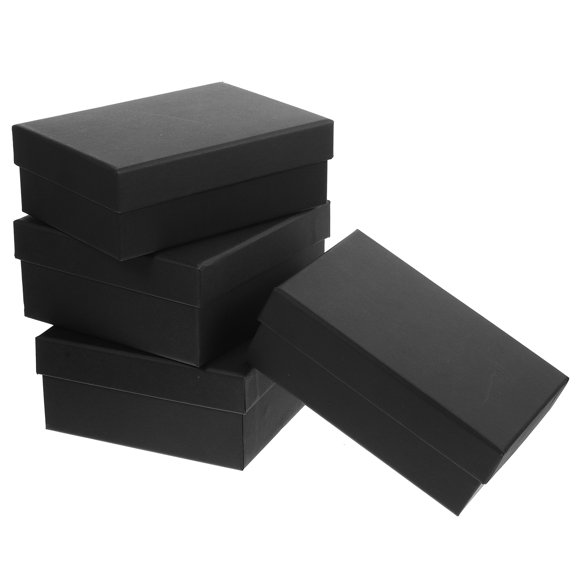 DEEPCRAFF 4-Pack Black Rectangular Goodie Boxes for Valentine's Day Packaging and Presentation