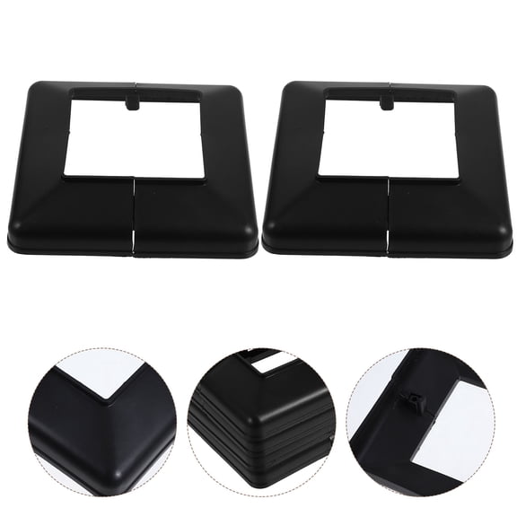 DEEPCRAFF 4Pcs Black PVC Post Skirt Covers for Deck Fence Post Base Trim with Durable Design