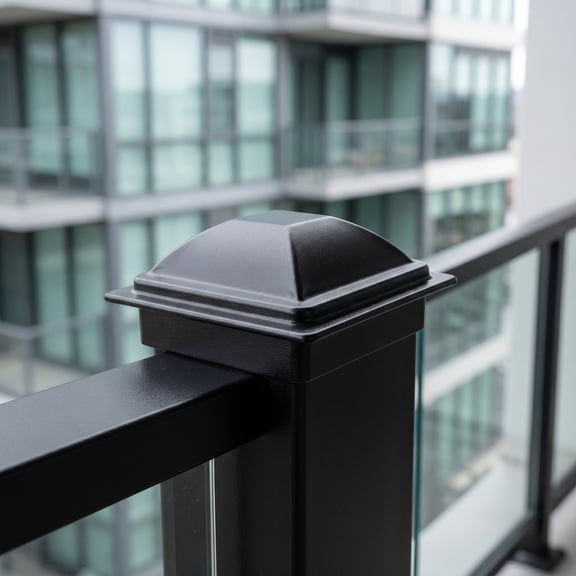 DEEPCRAFF 4Pcs Black Pyramid Post Caps for Deck Railing Wood Posts Weather Resistant Metal Covers