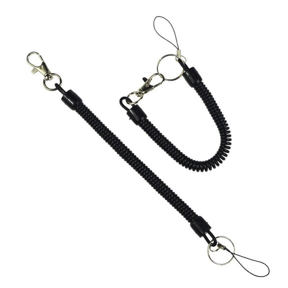 DEEPCRAFF 4Pcs Black Spring Key Holder Retractable Spiral Keychain for Secure Key Organization