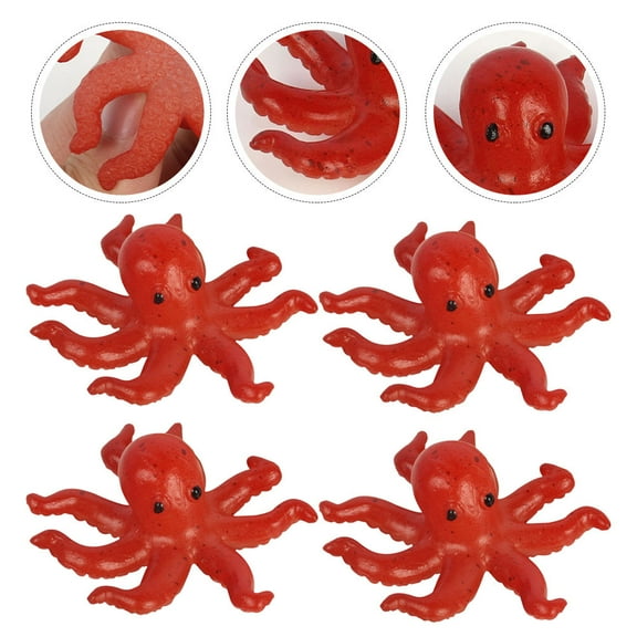 DEEPCRAFF 4Pcs Brown Octopus Decoration Lightweight PVC Models for Home Desk and Flower Pots