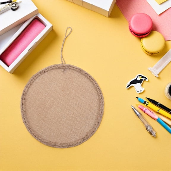 DEEPCRAFF 4-Pack Burlap Canvas Panels with Rope Frame, Ideal for String Art, Craft Projects, and Unique Wall Decor