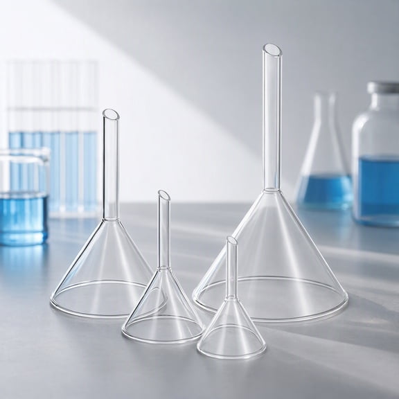 DEEPCRAFF 4Pcs Clear Glass Short Stem Funnel for Precise Liquid Transfer in Lab and Kitchen