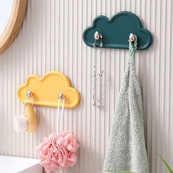 DEEPCRAFF 4Pcs Cloud Shape Wall Hooks Plastic Adhesive Key Towel Bathroom Storage