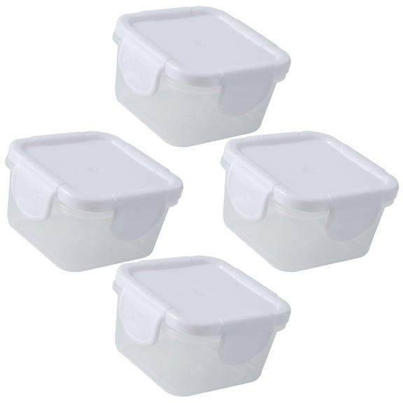 DEEPCRAFF 4Pcs Fresh-Keeping White Food Containers with Airtight Covers for Vegetable Storage