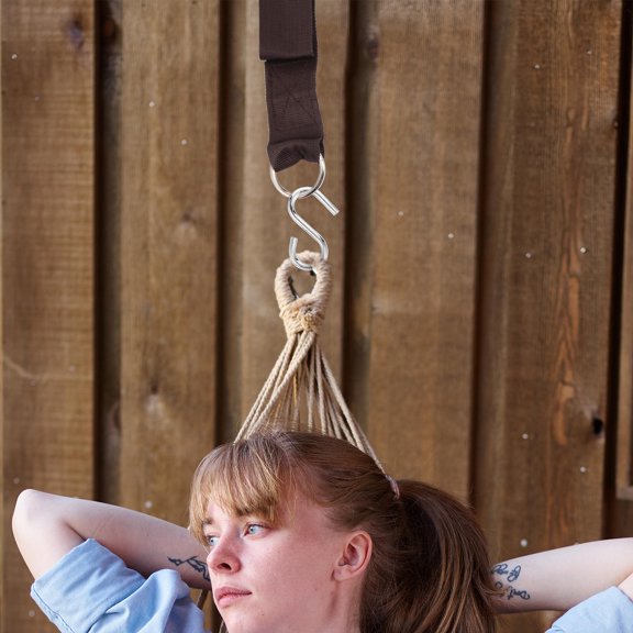 DEEPCRAFF 4Pcs Durable Coffee Nylon Hammock Straps for Tree Hanging with Alloy Rings and Easy Installation