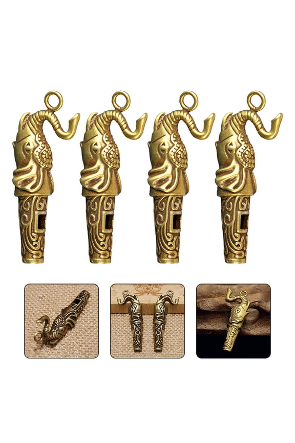 4Pcs Emergency Whistles Camping Copper Keychain for Outdoor Activities