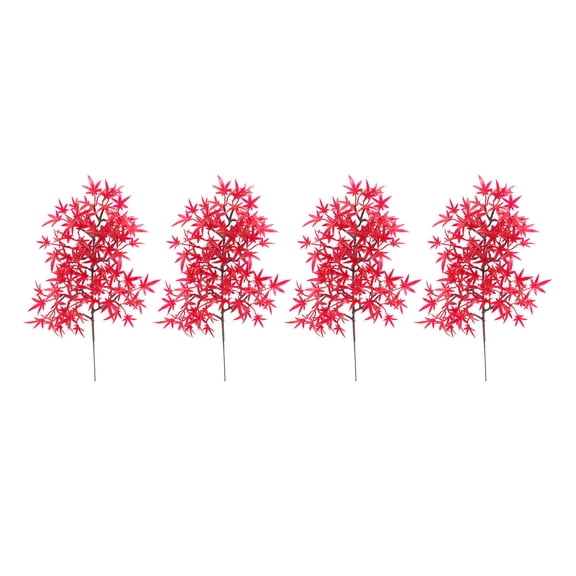 DEEPCRAFF 4Pcs Fake Maple Leaf Red Simulation Plant for Harvest Party Christmas Tree Ornament