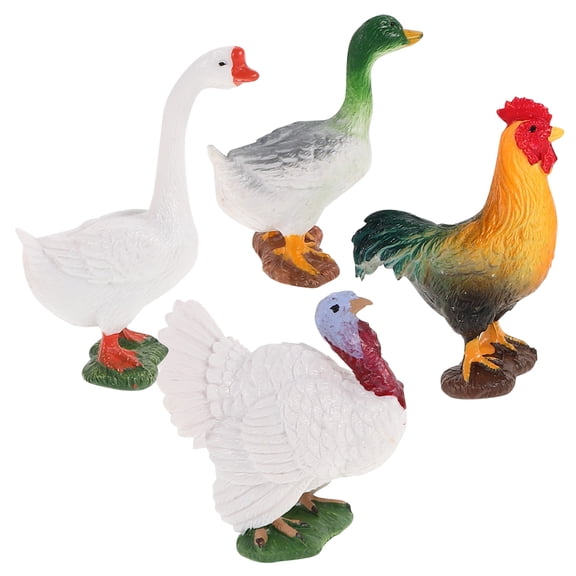 DEEPCRAFF Farm Chicken Figurine Realistic Plastic Multi 4Pcs