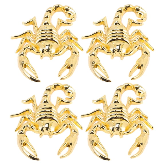 DEEPCRAFF 4Pcs Golden Metal Scorpion Car Decal Stickers Creative Durable Car Exterior Decorative Emblems