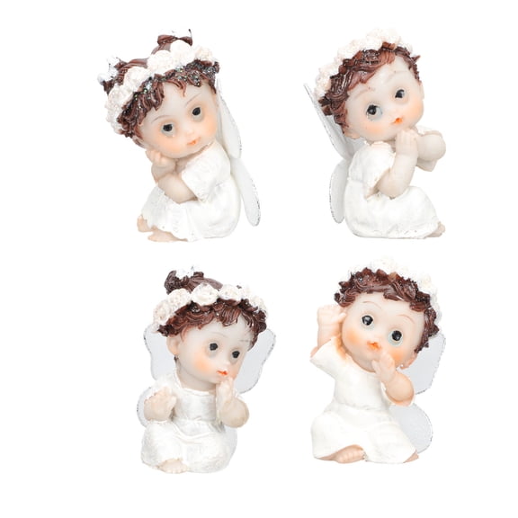 DEEPCRAFF 4Pcs White Resin Angel Decor Chic Decorative Prop for Home and Study