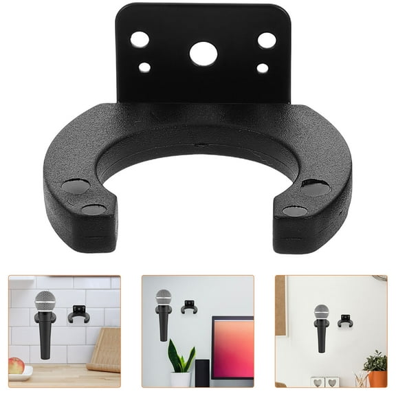 DEEPCRAFF 4Pcs Microphone Wall Mount for Organizing Audio Equipment in Black with Sleek Design