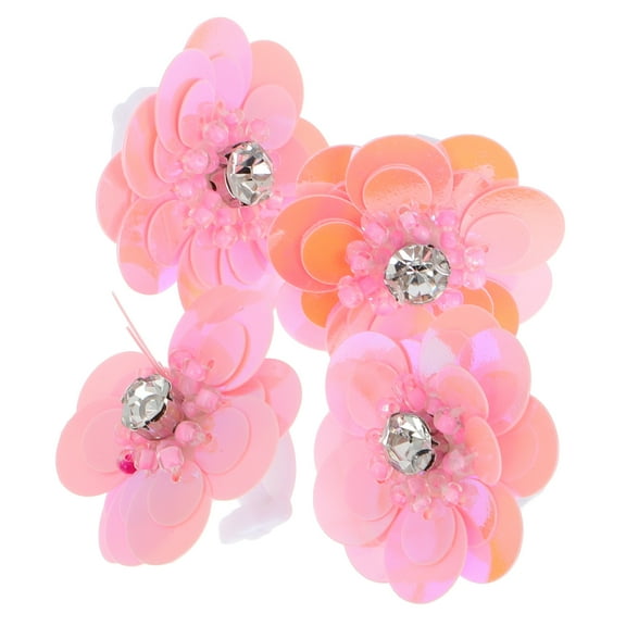 DEEPCRAFF 4Pcs Pink Beaded Shoe Charms with Sparkling Rhinestones Easy Installation
