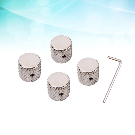 DEEPCRAFF 4Pcs Plated Silver Guitar Volume Control Knobs Durable Aluminum Alloy for Electric Bass Guitar