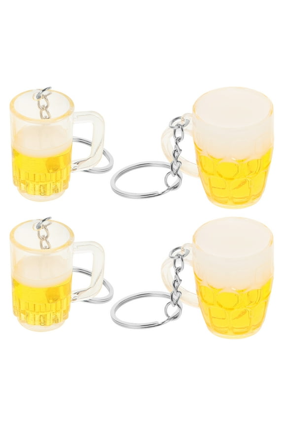 4Pcs Realistic Beer Cup Keychain Pendant for Bag Hanging and Decorative Accessory