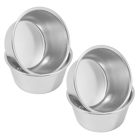 DEEPCRAFF 4Pcs Plated Silver Metal Baking Molds for Kitchen Cupcake Cake Mold Nonstick Coating