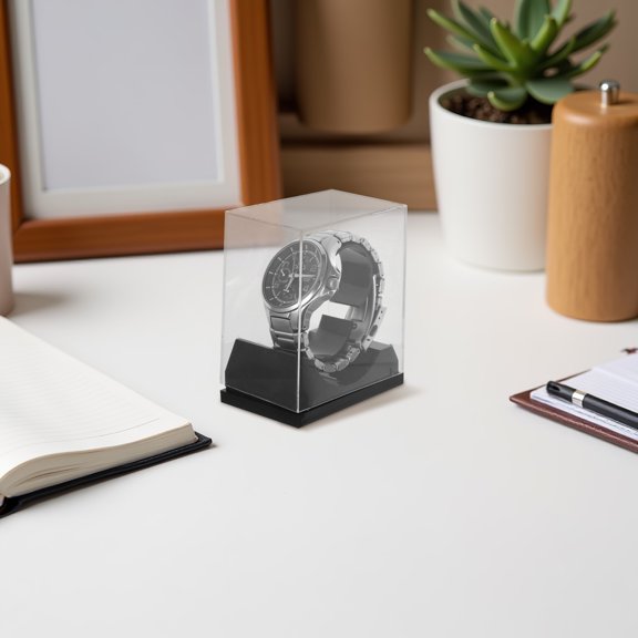 DEEPCRAFF 4Pcs Transparent Plastic Watch Storage Box Clear Single Watch Organizer Case