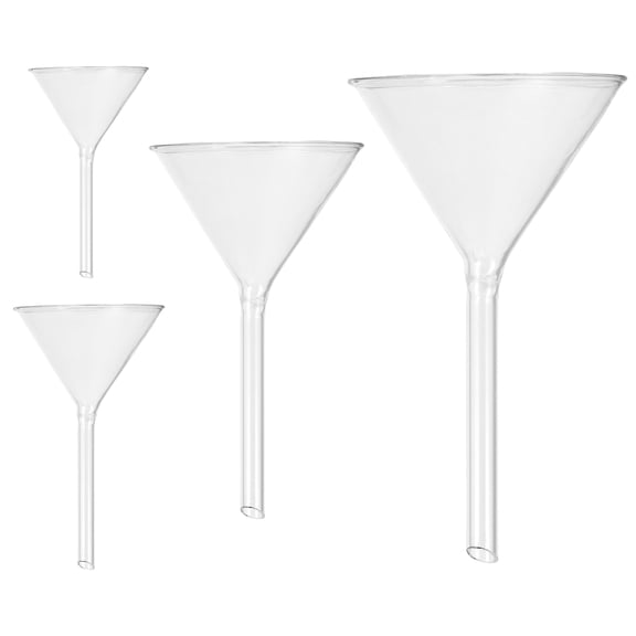 DEEPCRAFF 4Pcs Glass Filling Funnel Transparent Short Neck with Fire Polished Rim for Laboratory Use