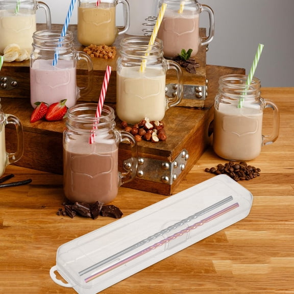 DEEPCRAFF 4Pcs Transparent Plastic Storage Containers with Lid for Drinking Straw and Coin Storage