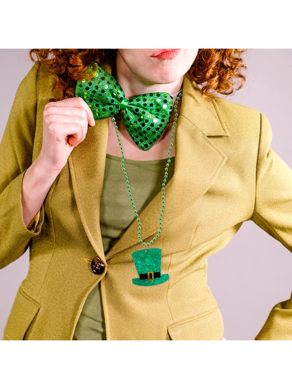 4-Pack St. Patrick's Day Shamrock Necklaces Green Lightweight Festival Chains Accessories