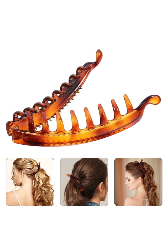 4Pcs Large Coffee Dolphin Clamp Hair Clips One Side Teeth Protect Skin