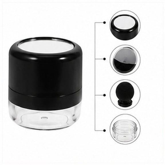 DEEPCRAFF 4Pcs Travel Cosmetic Powder Jar with Mirror and Leakproof Lid Portable Compact Black