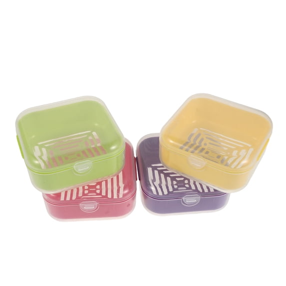 DEEPCRAFF 4Pcs Covered Soap Holders for Bathroom with Drainage Assorted Colors