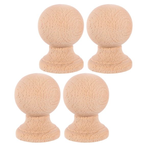 DEEPCRAFF 4Pcs Beige Wood Bed Post Caps Premium Natural Wood Decorative Finial Tops