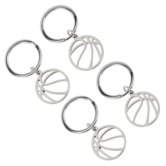 DEEPCRAFF 4-Pack Stainless Steel Basketball Keychain Charms - Sports Fan Accessories and Event Souvenir