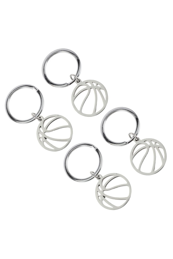 4-Pack Stainless Steel Basketball Keychain Charms - Sports Fan Accessories and Event Souvenir