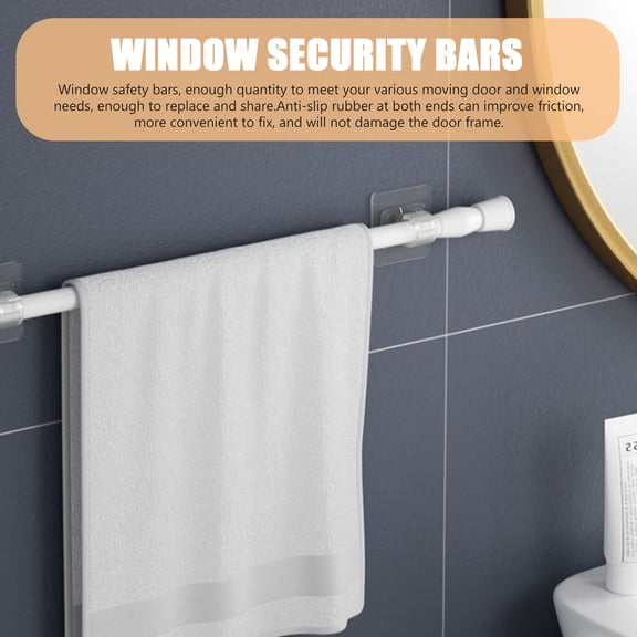 DEEPCRAFF 4Pcs White Adjustable Window Bars Security Inside with Easy Install Tension Rod Design