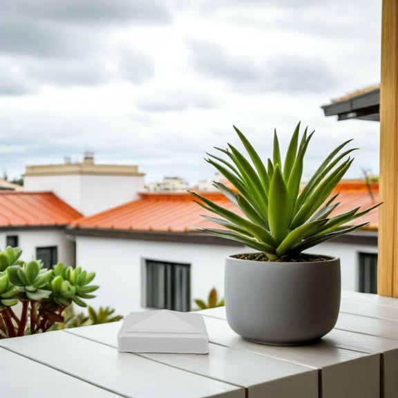 DEEPCRAFF 4Pcs White Iron Fence Post Caps Decorative Gate Post Covers Weather Resistant