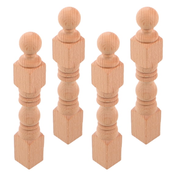 DEEPCRAFF 4Pcs DIY Wooden Stair Spindles Natural Wood Craft Columns for Decorative Railing Posts
